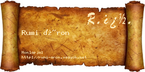 Rumi Áron névjegykártya